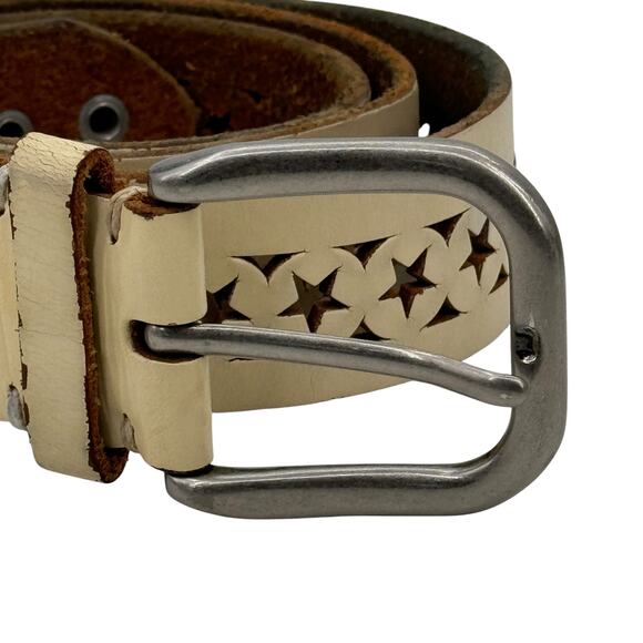 One Star Cutout Leather Belt Women XL Cream Western Boho Rustic Rodeo Everyday - Picture 8 of 10